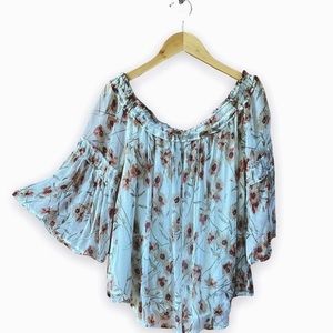 LUCKY BRAND OFF THE SHOULDER FLOWER TOP SMALL S